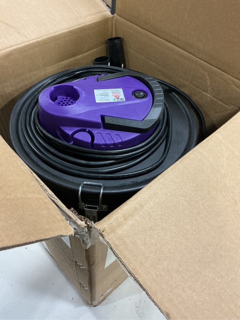 Condition photo showing As Is for ash vacuum for pellet stoves: 5.2 gallon fireplace ash vac with 1200w powerful suction & wheeled base - ash vacuum cleaner for fireplaces, pellet grill, wood stove, fire pits purple