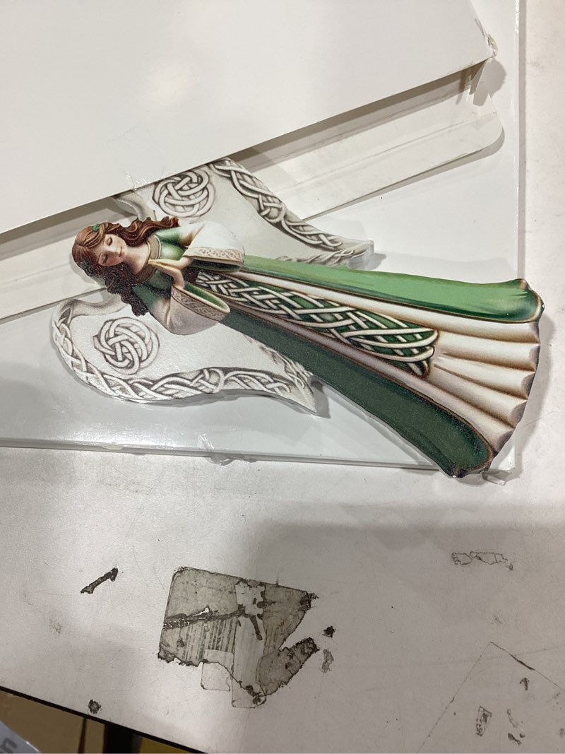 Condition photo showing Good Condition for 3Pcs St. Patrick's Day Angel Inspirational Religious Irish Gift Wooden Table Decor Angel for St. Patrick's Day Gift Table Home Decor Irish Themed Party Supplies
