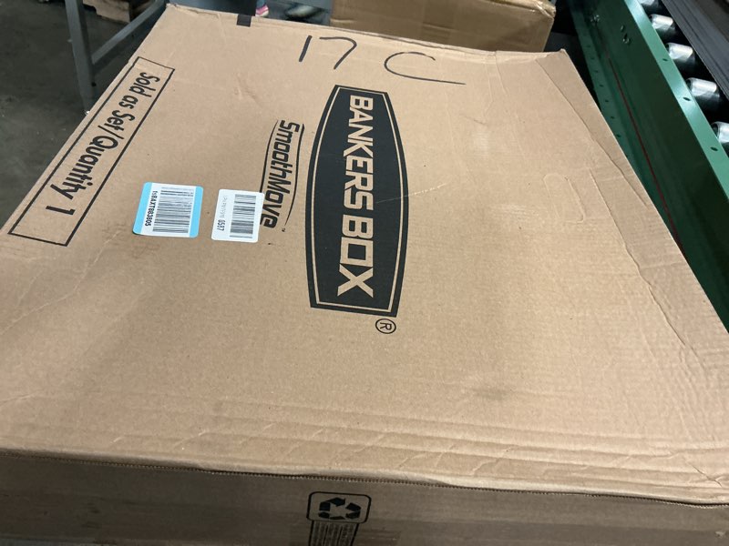 Condition photo showing New/Like New for bankers box small classic moving box 10 pack, reinforced handles, tape-free assembly, box with lid, 15-in x 12-in x 10-in (7714901) small, 10 count (pack of 1)