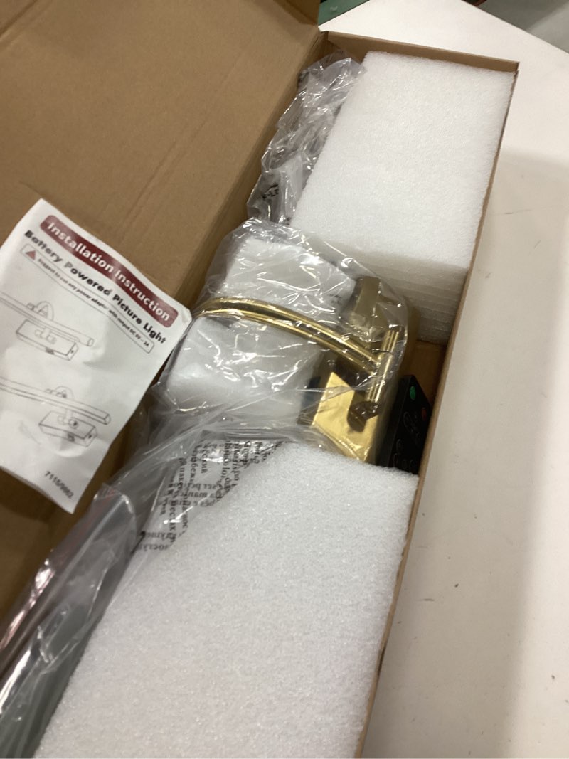 Condition photo showing Good Condition for Wireless Picture Lights with Remote and Timer Rechargeable Brass Gallery Lighting Battery Operated Art Lights Over Frame Portrait 5W 24'' Inch Warm White Brass 24 Inch