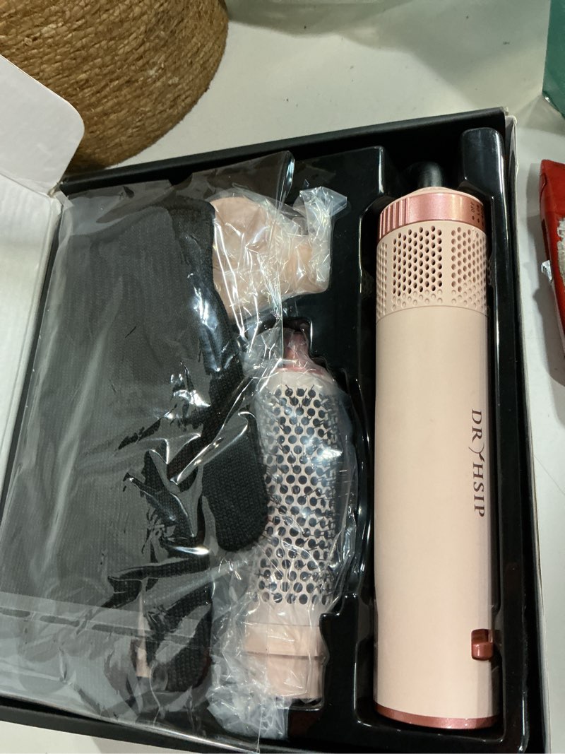Condition photo showing New/Like New for 5 in 1 Hair Styler Curler & Air Dryer Brush, Low-Speed Negative Ionic Air Styler Drying, Multi Hair Styler, Professional Blow Dryer Brush for Curling Volumizing Straightening Styling (Pink) Pink/Gold 5 in 1 Hair Styler