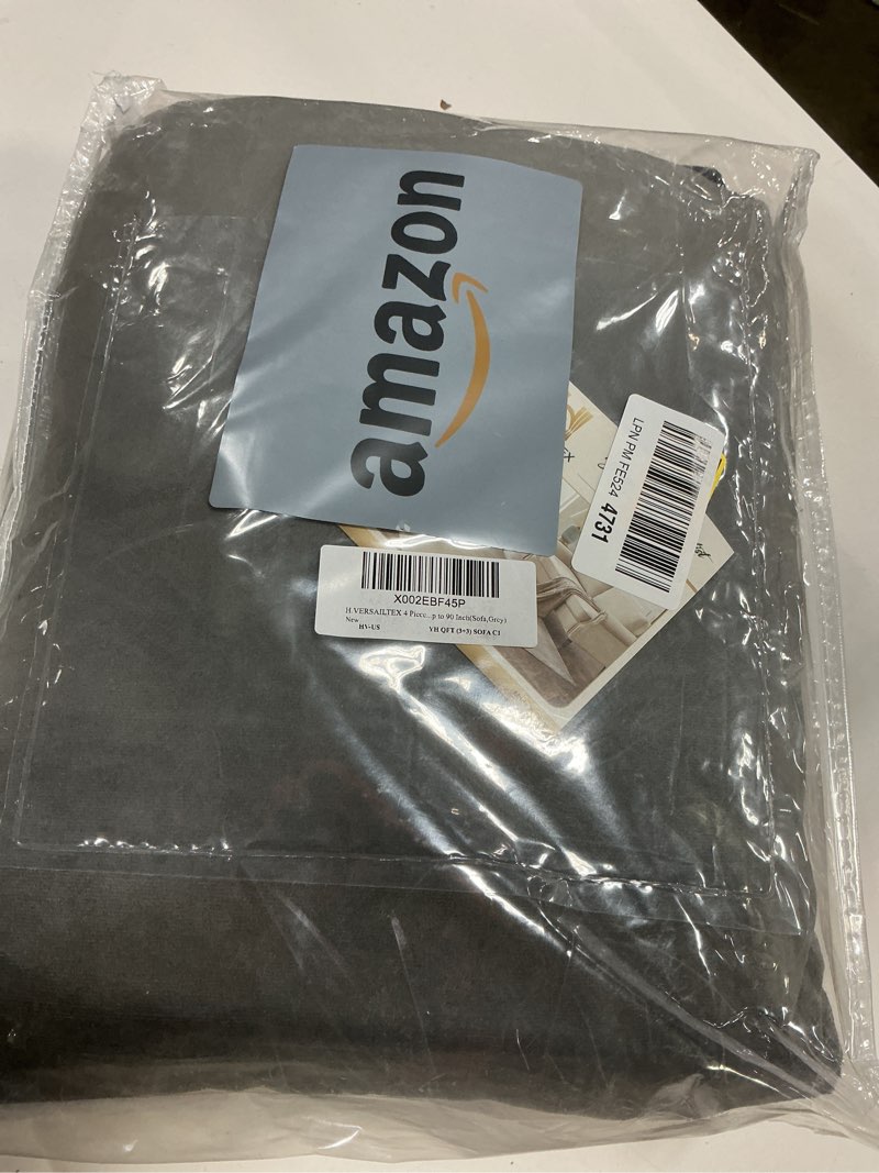 Condition photo showing New/Like New for H.VERSAILTEX 4 Pieces Thick Velvet Sofa Covers Couch Covers for 3 Cushion Couch Sofa High Stretch Slipcovers Furniture Protector Form Fit Luxury Couch Cover for Dogs Width Up to 90 Inch(Sofa,Grey) 3 Cushion Sofa Grey