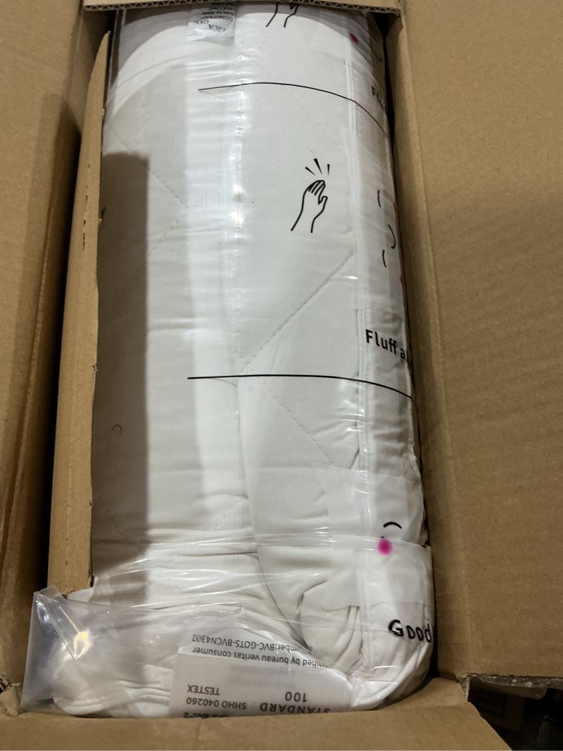 Condition photo showing Good Condition for three geese queen size white goose feather pillows set of 2 - soft 100% cotton 600 thread count, medium firm,soft support for side, back, and stomach sleepers - oeko-tex certified