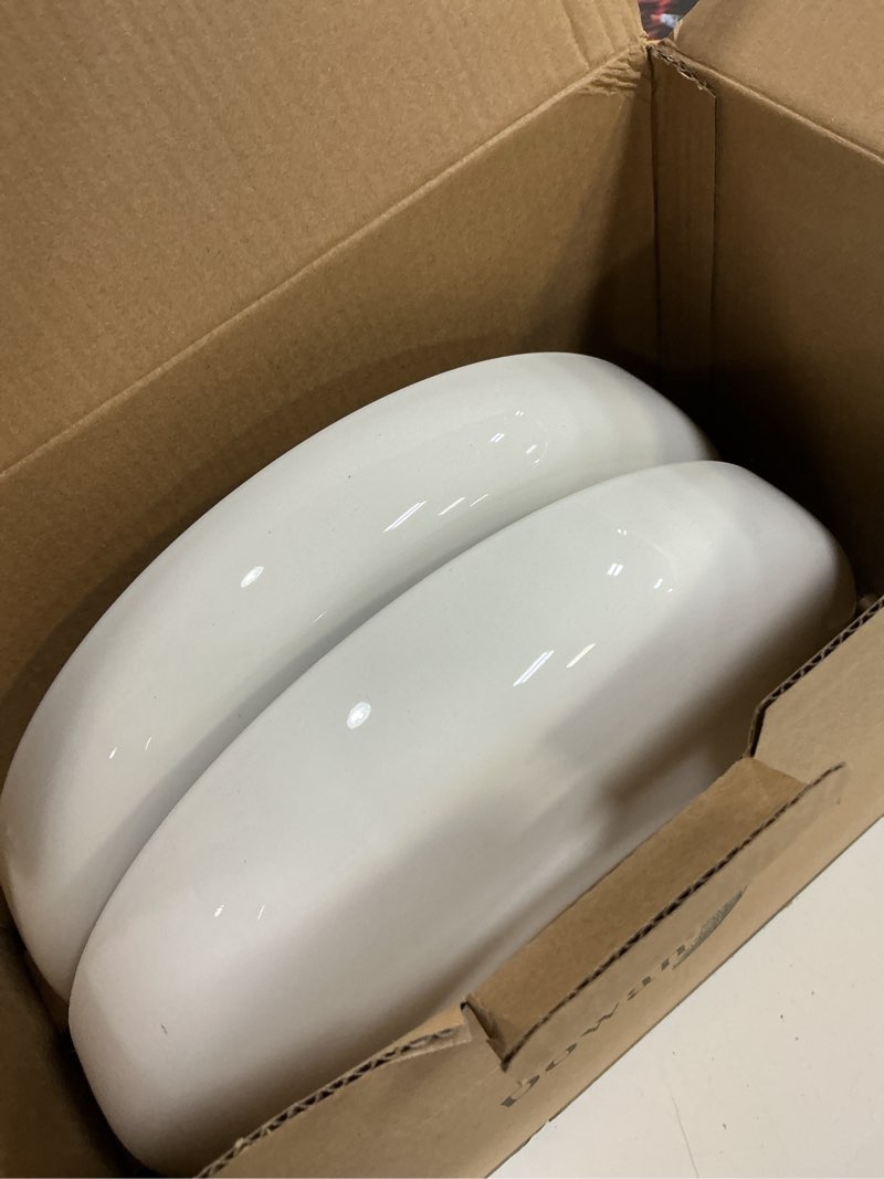 Condition photo showing New/Like New for dowan pasta bowls, 65 oz large salad bowls set of 2, 10'' serving bowls for wedding, ceramic shallow bowl plates, serving dishes for entertaining, microwave dishwasher safe soft white