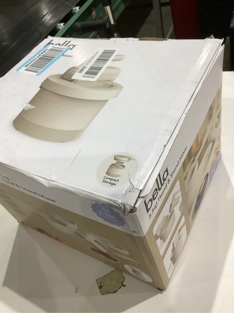 Condition photo showing Good Condition for bella 3.5 Qt Hand & Stand Mixer, 2 in 1 Electric Mixer with Bowl, Dough Hook, Whisk & Egg Beater, Multifunctional Handheld Mixer for Baking, 200 Watt, Oatmilk