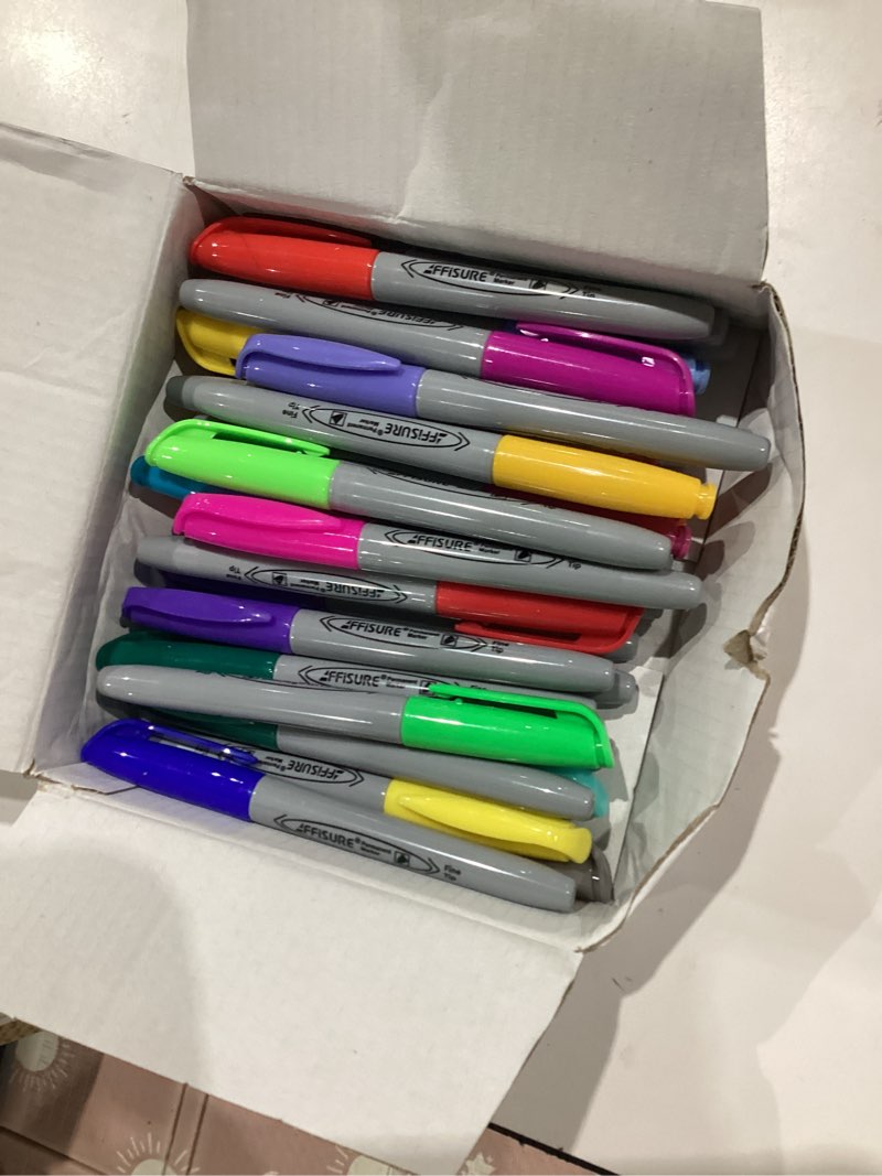 Condition photo showing As Is for 30 colors permanent markers, 30 pack permanent markers, assorted colors marker?fine point, fast dry, waterproof, work on plastic, glass, metal, wood and stone 1 count (pack of 30)