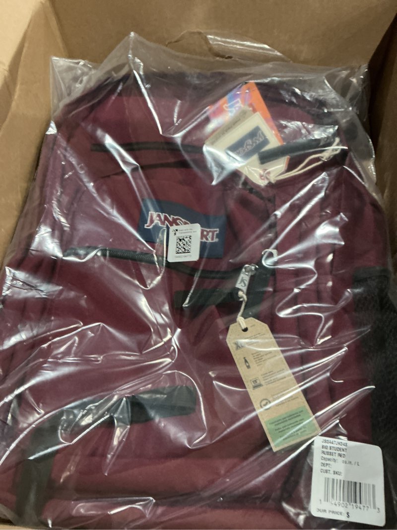 Condition photo showing Good Condition for jansport laptop backpack - computer bag with 2 compartments, ergonomic shoulder straps, 15” laptop sleeve, haul handle - russet red one size russet red