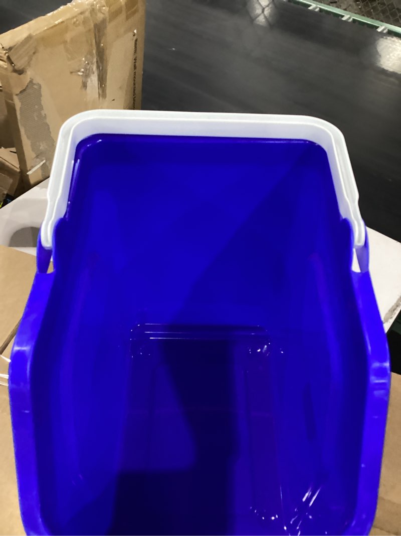 Condition photo showing Good Condition for recycling rules! 6 gallon stackable recycling bin container in blue, eco-friendly handy recycle bin with easy-to-carry handle 1-pack