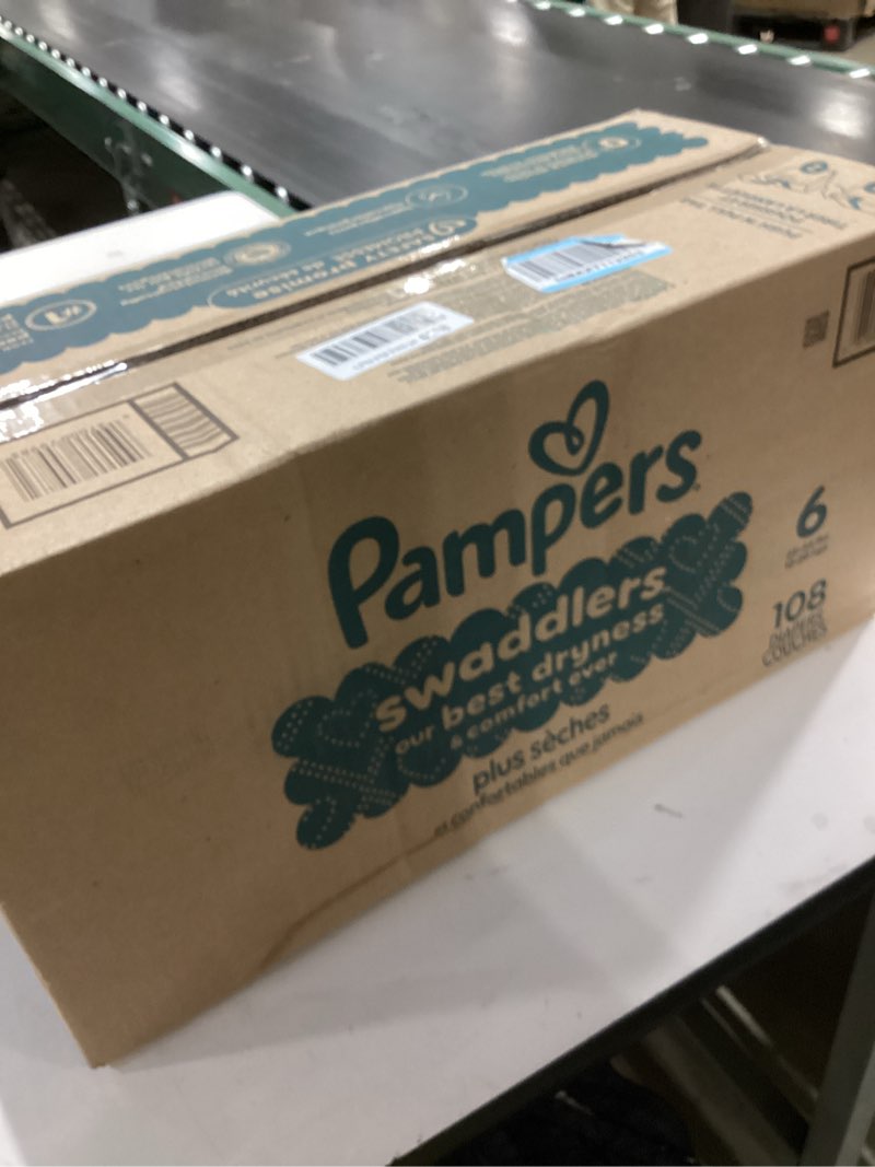 Condition photo showing New/Like New for Pampers Swaddlers Diapers, Size 6 (23-44 lbs), 108 Count, Absorbent, Keeps Baby Dry and Comfortable, Skin Safe Disposable Baby Diaper (Packaging May Vary) Size 6 108