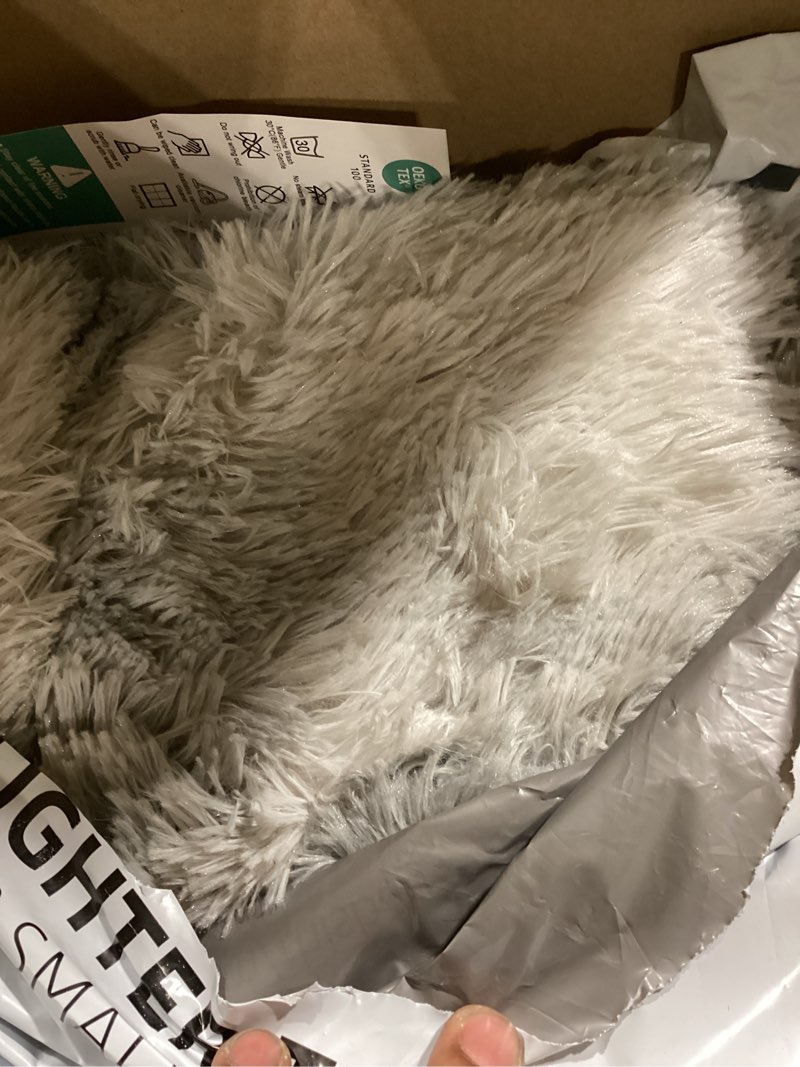 Condition photo showing Good Condition for shag area rugs for bedroom living room,5x8 ultra soft fluffy area rugs for dorm, indoor carpet nursery rugs for kids room home decor,tie-dye grey 5' x 8' (rectangular) mottling grey