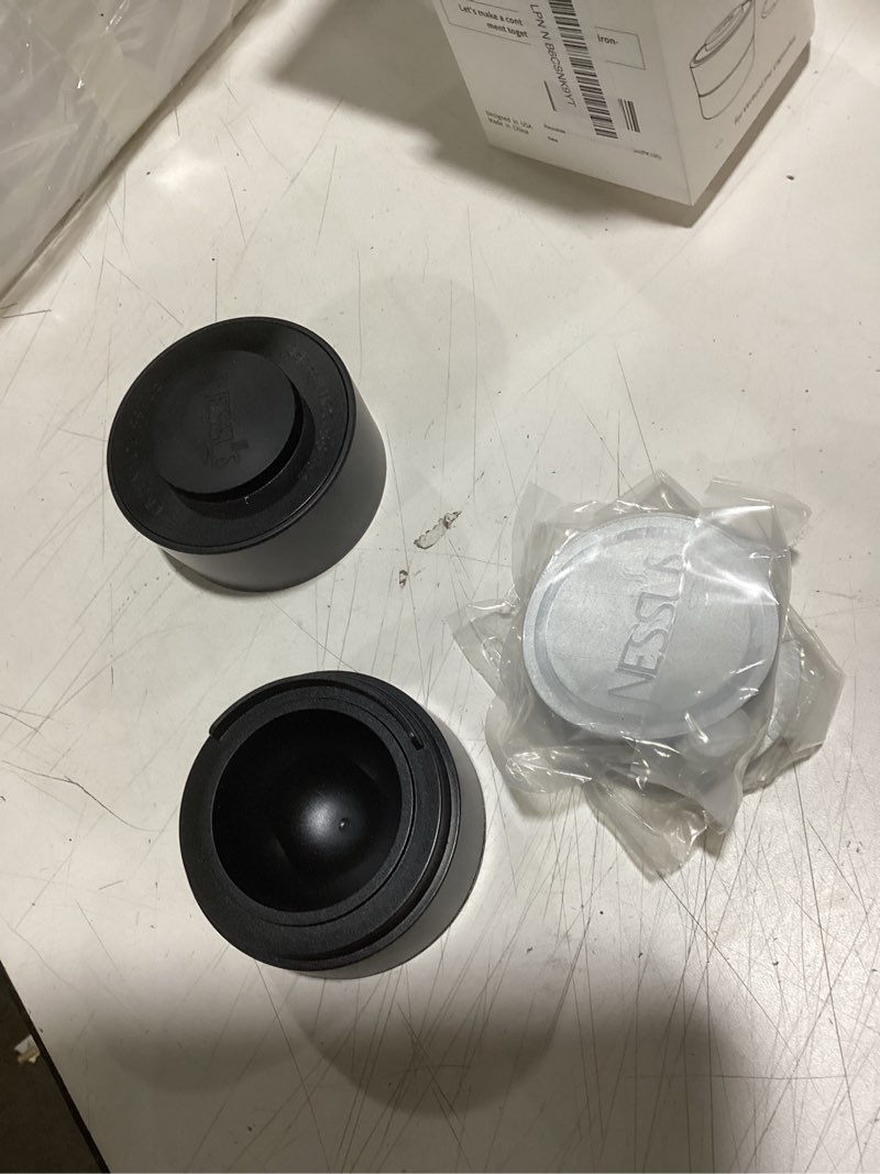 Condition photo showing Good Condition for nessus reusable kit for nespresso pods vertuo, reuse old coffee pods for nespresso vertuo: 100 pcs aluminum foil seal lid, holder, brush, refillable vertuo plus next capsule machine(no pods come) black 1 holder + 100 foils + 1 brush
