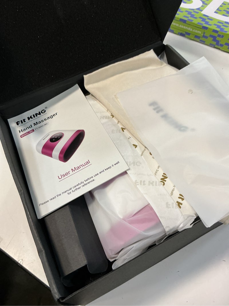 Condition photo showing Good Condition for fit king hand massager with heat for hand massage and arthritis carpal tunnel finger numbness relief - cordless & portable & touch screen - birthday gifts for wife mom girlfriend rose and white