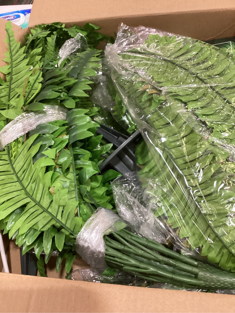 Condition photo showing Good Condition for 4pcs 45in fake ferns- outdoor faux plants, large uv resistant artificial ferns for outdoors, weatherproof faux boston fern realistic fake artificial plant for porch home garden patio hanging decor 4 pcs