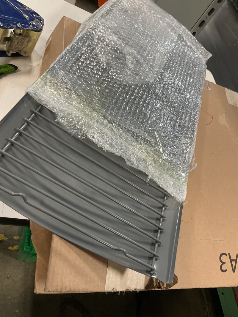 Condition photo showing Good Condition for mixrbbq 27 inch ash pan for chargriller 1224 1324 2121 2222 2727 2828 2929 charcoal grill, fire grate replacement part with 2pcs fire grate hanger, porcelain-coated steel 27" drip pan 27-inch