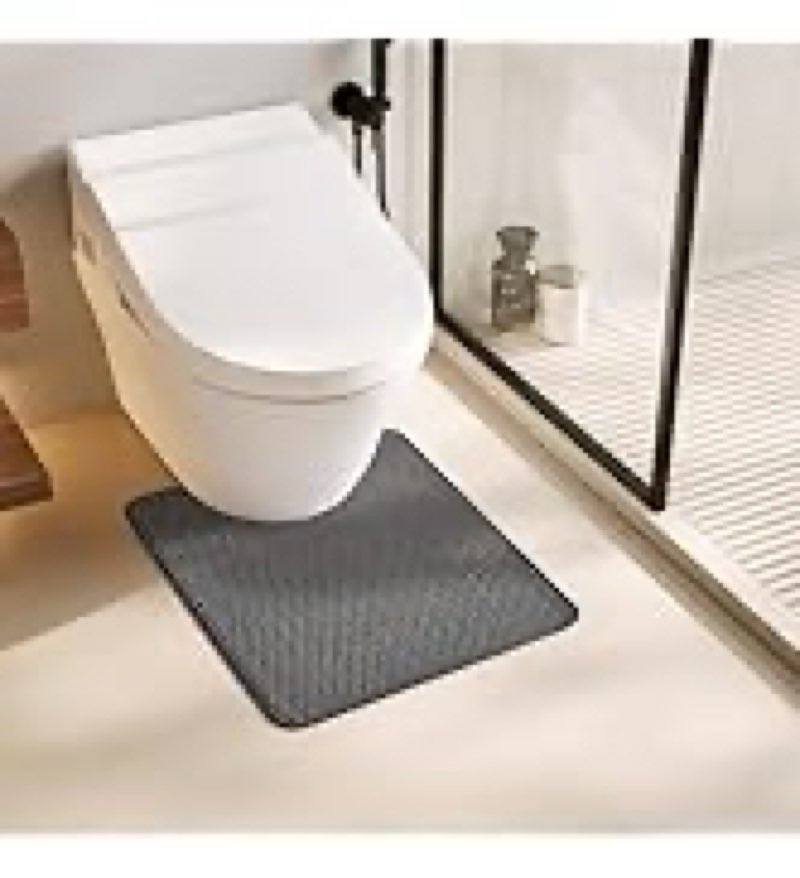 TYUU Toilet Rug, Thin Toilet Rugs U Shaped Washable Non Slip Absorbent Quick Dry Low Pile Toilet Mat