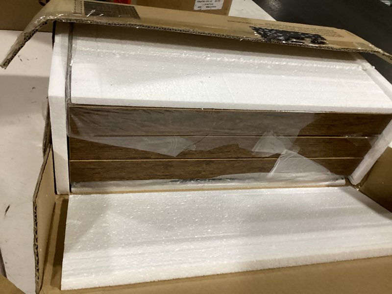 Condition photo showing New/Like New for qeeig bathroom shelves over toilet - wall mounted floating shelves toilet paper storage small farmhouse decor shelf 16 inch set of 3, rustic brown (019-bn3) 3pcs a. brown