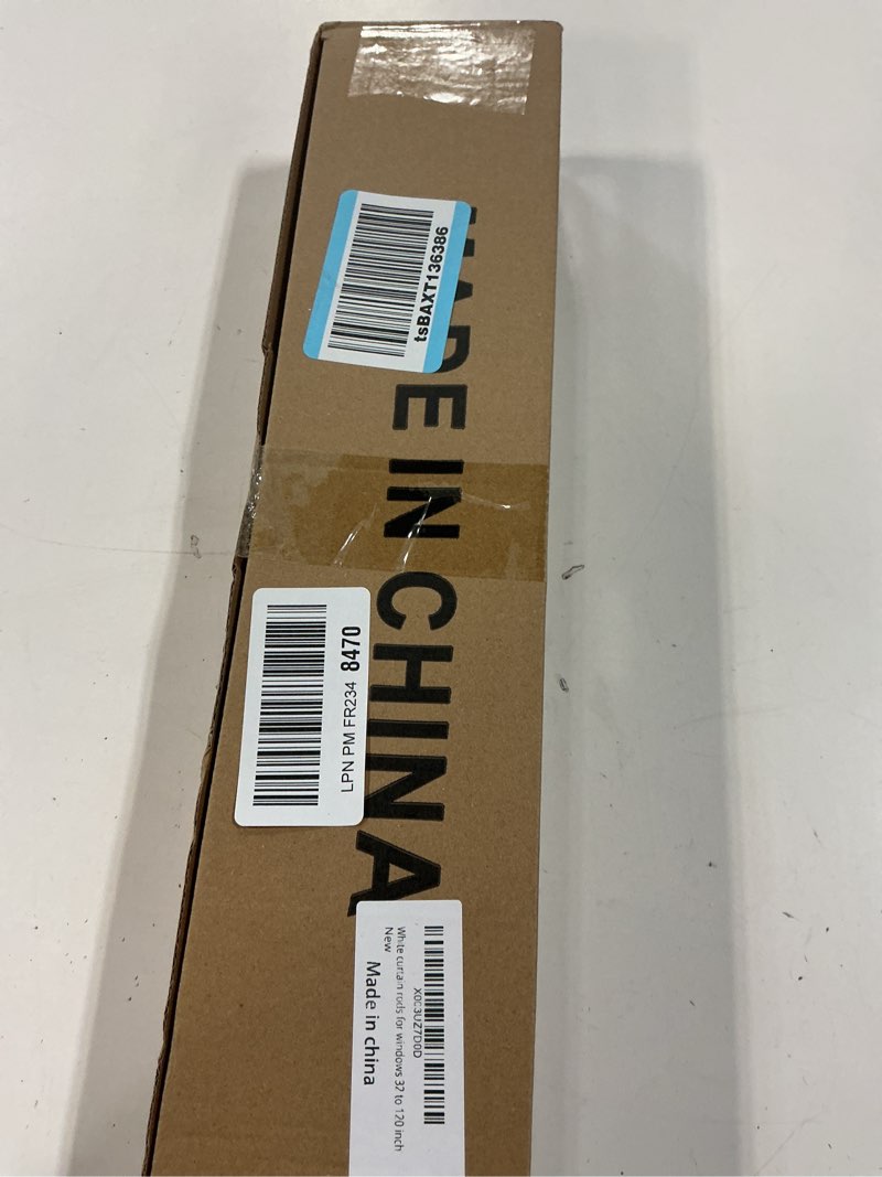 Condition photo showing New/Like New for White Curtain Rods for Windows 66 to 120, Adjustable Long Drape Rod for Outdoor Patio, Sliding Glass Door, Heavy Duty 5/8 Diameter Drapery Rod Set, 10 ft Metal Curtain Pole, Easy Install - White 66 to 120 inch White