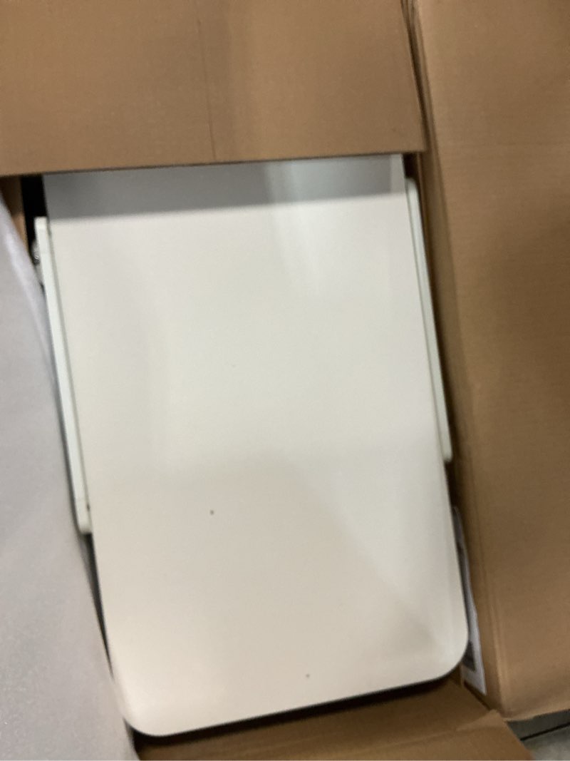 Condition photo showing As Is for joy worker foldable overbed bedside table, 180° tiltable mobile standing desk with wheels, 31.5" pne