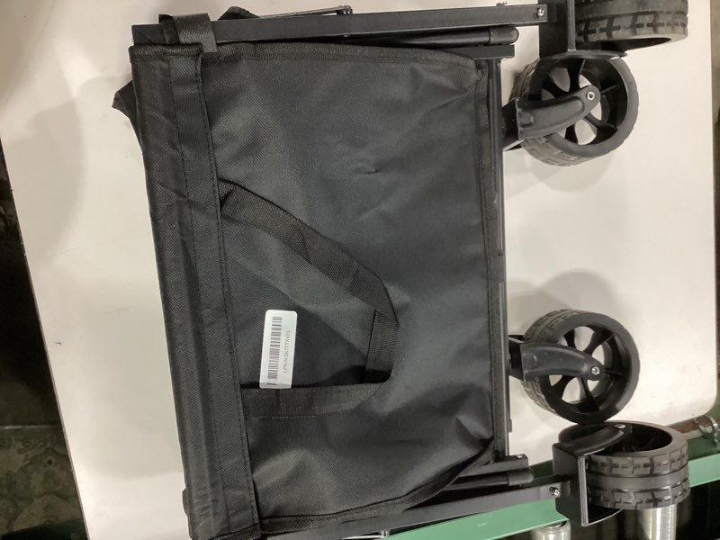 Condition photo showing As Is for Extra Long Collapsible Wagon Cart, 480LBS Heavy Duty Utility Wagons with All-Terrain Wheels, Foldable Grocery Carts for Gardening, Shopping, Beach, Camping, Black Ebony