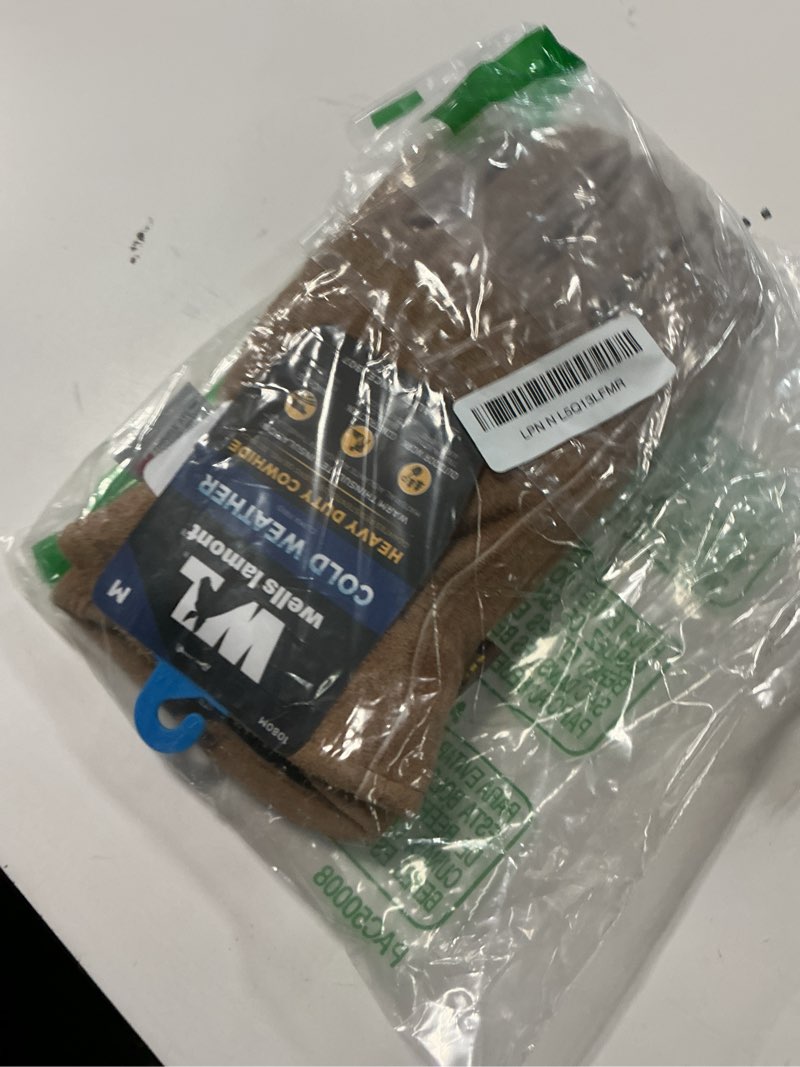 Condition photo showing New/Like New for Wells Lamont Men's Insulated Split Cowhide Winter Leather Work Gloves, Medium (1080M), Brown Medium (Pack of 1)