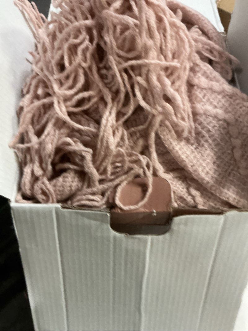Condition photo showing New/Like New for BOURINA Pink Throw Blanket 50 x90 Inches Throw Textured Solid Soft Sofa Throw Bed Runner Couch Cover Knitted Decorative Blanket Bed Runner Pink 50"x90"