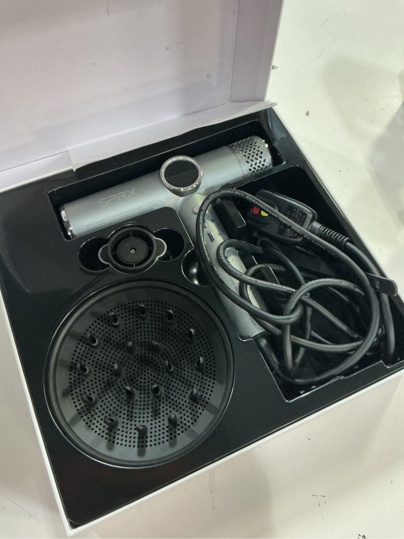 Condition photo showing Good Condition for high-speed ionic hair dryer with diffuser,160,000 rpm professional brushless motor blow dryer,fast drying without damage,500m negative ions,lightweight travel design (low noise, salon quality) silver 2404r-0