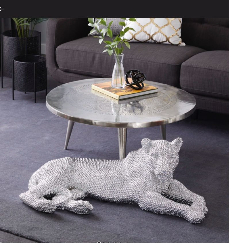 Polystone Floor Leopard Decorative Sculpture with Carved Faceted Diamond Exterior