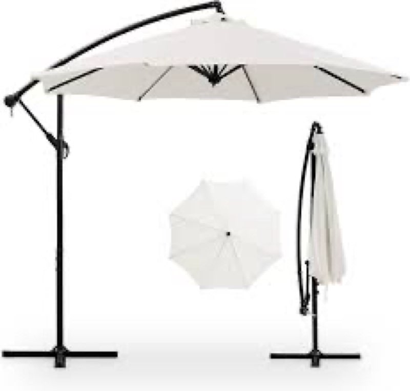 VECELO 10ft Offset Patio Umbrella, Cantilever Umbrella, Hanging Outdoor Umbrellas with 8 Ribs, Marke