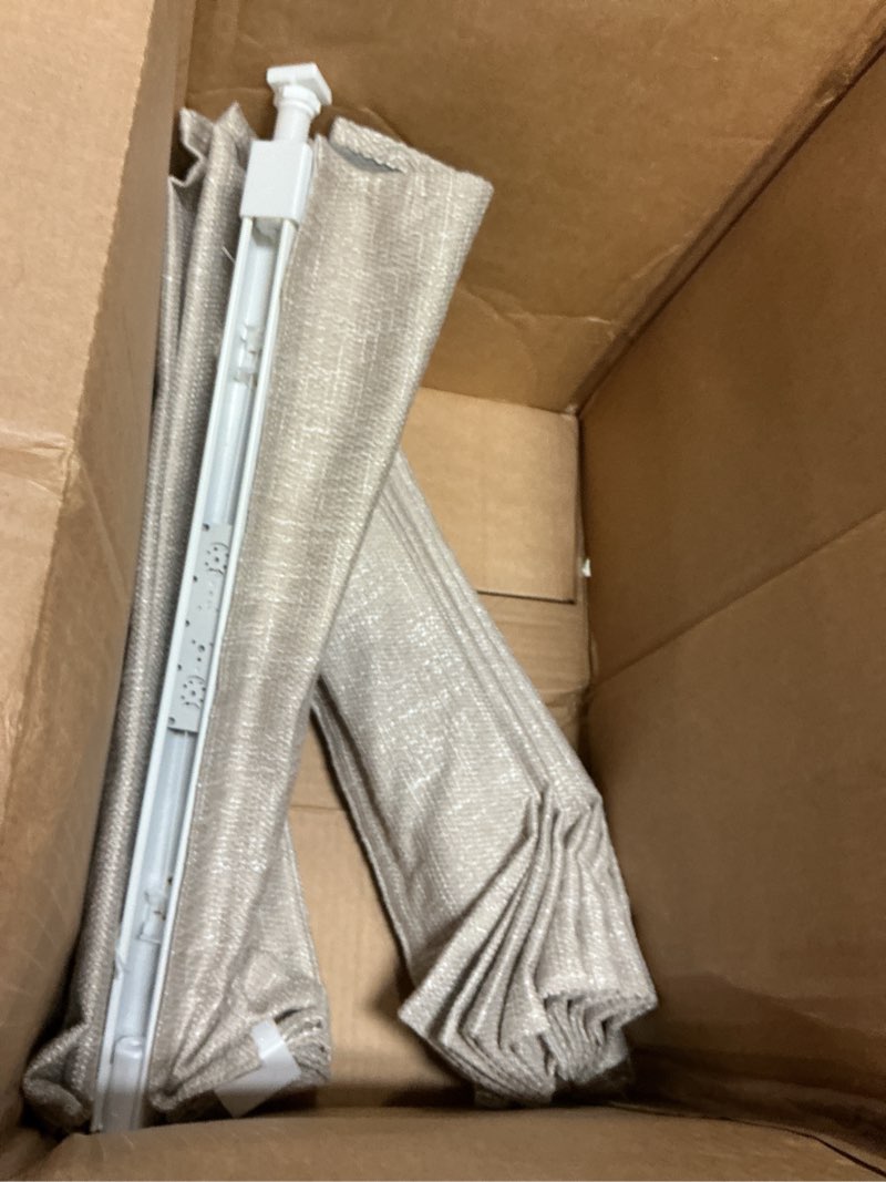Condition photo showing As Is for no tools no drill cordless roman shades for indoor windows 100% blackout, for window size 22" w × 64" h beige beige 22" w × 64" h