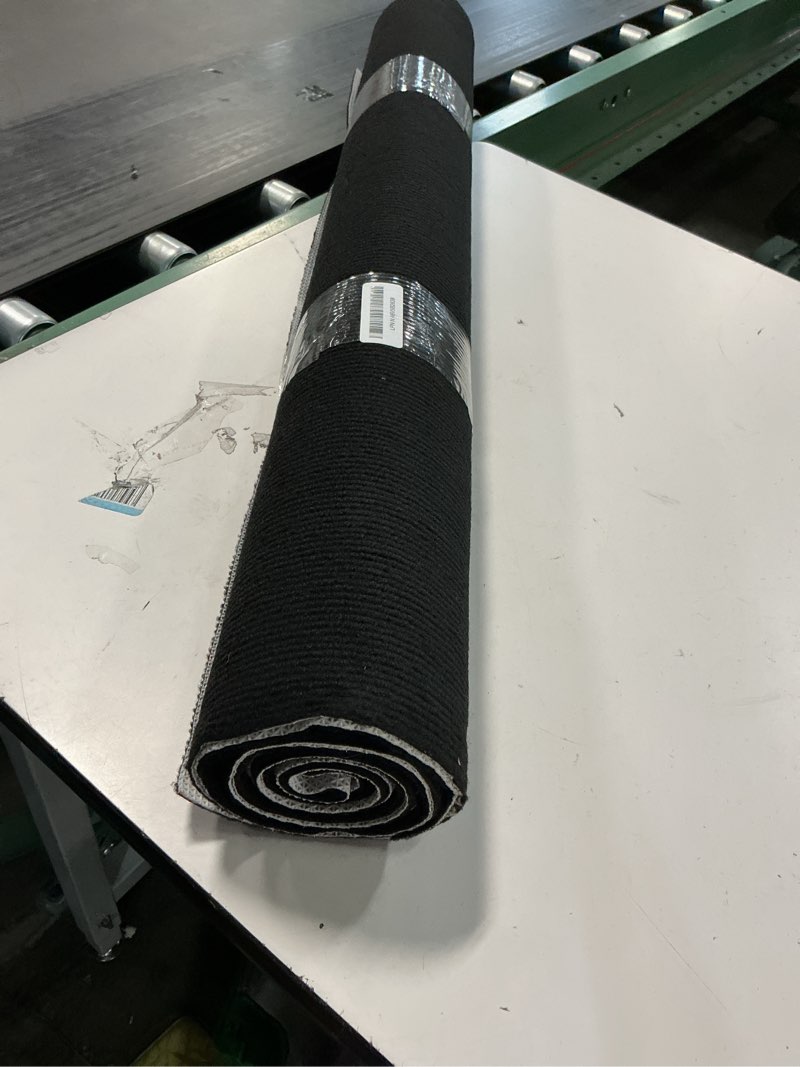 Condition photo showing Good Condition for Outdoor Runner Rug 3 ft x 10 ft for Hallway with TPR Backing, Black Fine Stripes Non-Slip Indoor Runner Rugs Suitable for Balcony, Kitchen, Patio, Garage, Deck, Stair and Entryway Areas Black Fine Stripes 3' x 10' (Runner)