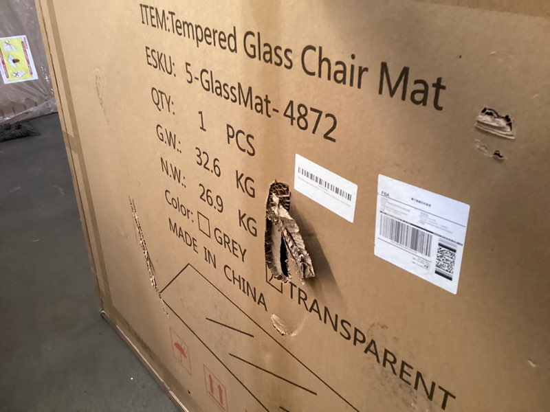 Condition photo showing As Is for InfiniGlass Tempered Glass Chair Mat 72"x48" – Ultra-Clear Office Chair Mat for Hardwood Floors & Lo