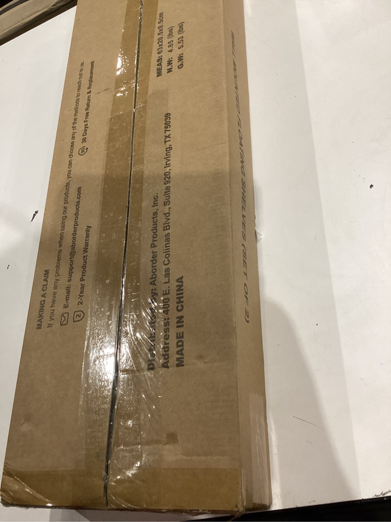 Condition photo showing New/Like New for bayka floating shelves set of 2, 22.5 inches farmhouse rustic wood wall mounted shelves for bathroom, bedroom, living room or kitchen, hanging shelf decor book with 22lbs capacity, rustic brown b. rustic brown - americana farmhouse style 22.5inches