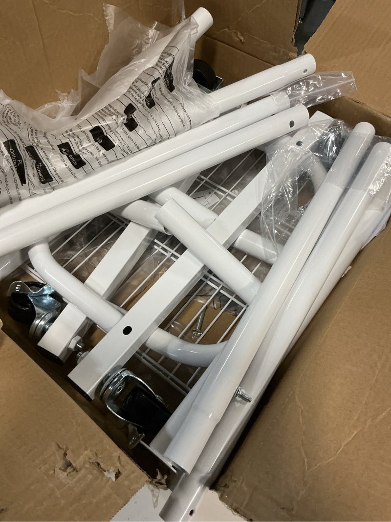 Condition photo showing Good Condition for Clothes Rack - Large-Capacity Clothing Racks for Hanging Clothes with Lockable Wheels, Space-Saving Metal Coat Rack for Bedroom, Laundry Room, Entryway, 45.6" x 16.9" x 59", White White 45.6" x 16.9" x 59"(1 Rod)