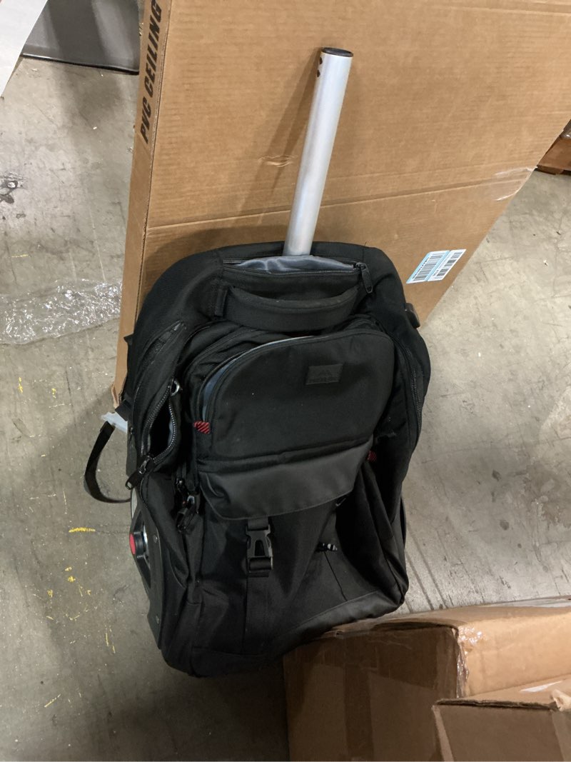 Condition photo showing As Is for MATEIN Rolling Backpack for Men with Wheels, 17 Inch Large Wheeled Backpack with USB Charging Port & Combination Lock, Water Resistant Anti Theft Travel Laptop Backpack for Adults Work Business, Black