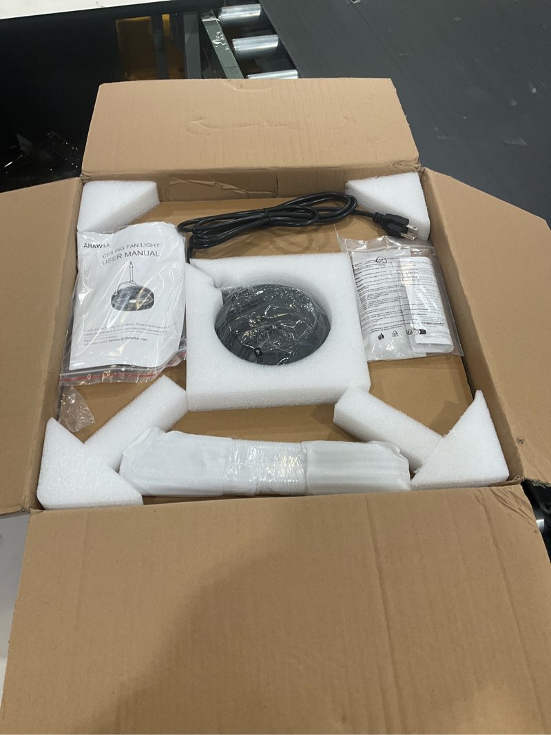 Condition photo showing New/Like New for ahawill outdoor ceiling fans with lights for garage,outdoor gazebo fan with remote&app,dimmable plug in ceiling fan with hanging cord for pergola,patios,porches,black