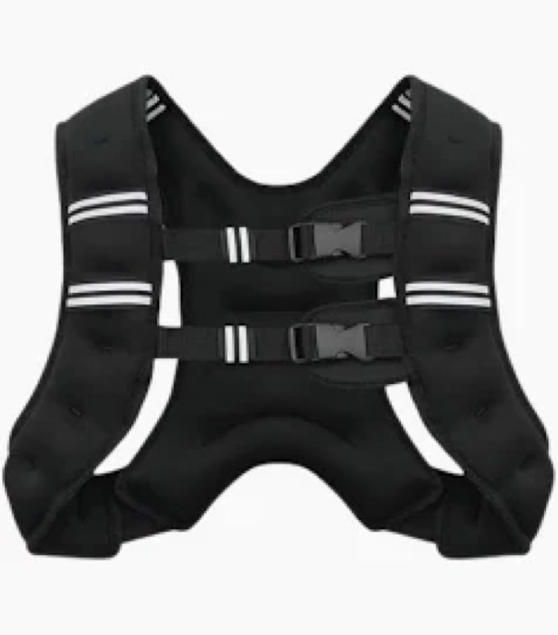 Adjustable Weighted Training Vest with Reflective Straps - Black 20 lbs