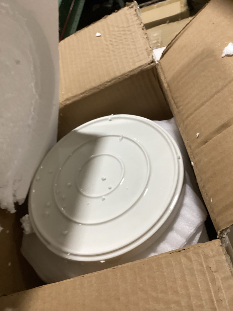 Condition photo showing As Is for Cabilock Ceramic Cake Plate with Dome Cover 8.3 Inch Dustproof Glass Cake Tray for Serving Desserts Pastries and Fruit Display 21X21CM