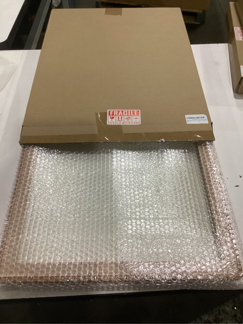 Condition photo showing Good Condition for natural wood 16x20 picture frame, display 12x16 photo with mat or 16x20 without mat, solid teak wood poster frame with plexiglass, wall hanging display natural teak 16 x 20