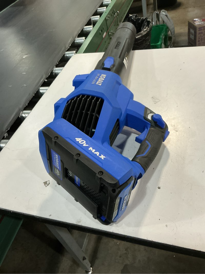 Condition photo showing As Is for kobalt 40-volt 520-cfm brushless handheld cordless electric leaf blower (tool only) 3809897