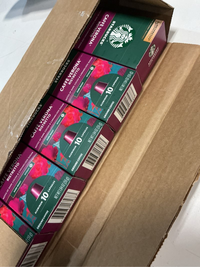 Condition photo showing New/Like New for (06/07/26)starbucks by nespresso original line, caffè verona, dark roast coffee, 50-count espresso pods caffe verona 10 count (pack of 5)
