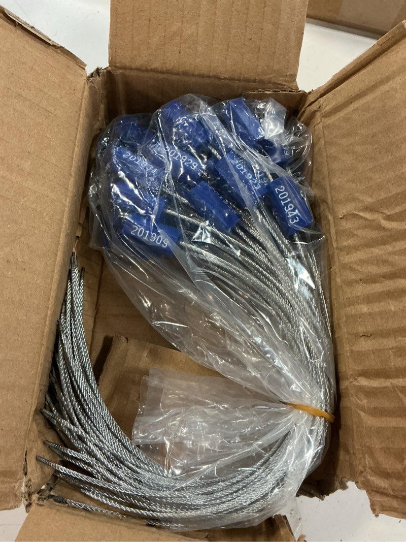 Condition photo showing Good Condition for Leadseals(R) 50 Security Cable Seals Numbered Security Tags Tamper Proof Tags Pull Tight Steel Wire Seals for Truck, Trailers, Cargo, Containers, Vans, Oil Tank, Milk Vehicle (Blue, Pack of 50pcs) Blue 50 PCS