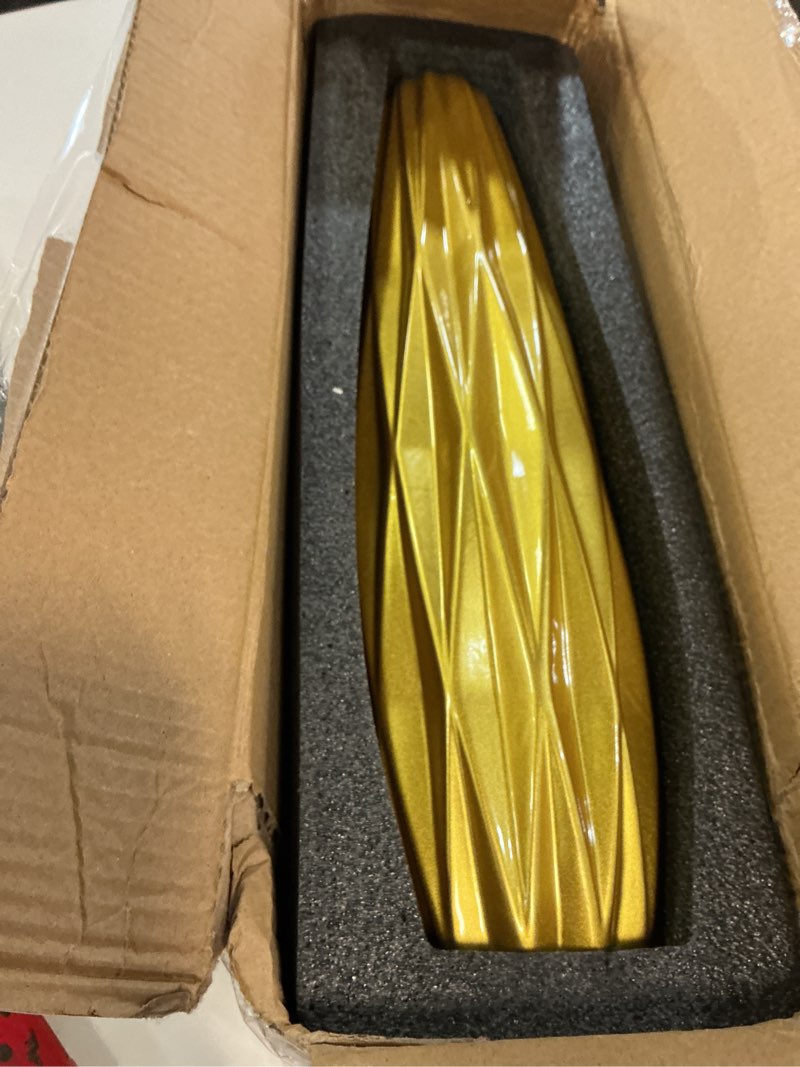 Condition photo showing Good Condition for gold ceramic tall floor vase,17.7 inch large modern flower vases for home décor,wicker big floor vases decorations for farmhouse, living room,bedroom,standing plastic vase decorative tall shape 1 gold 17.7 inch