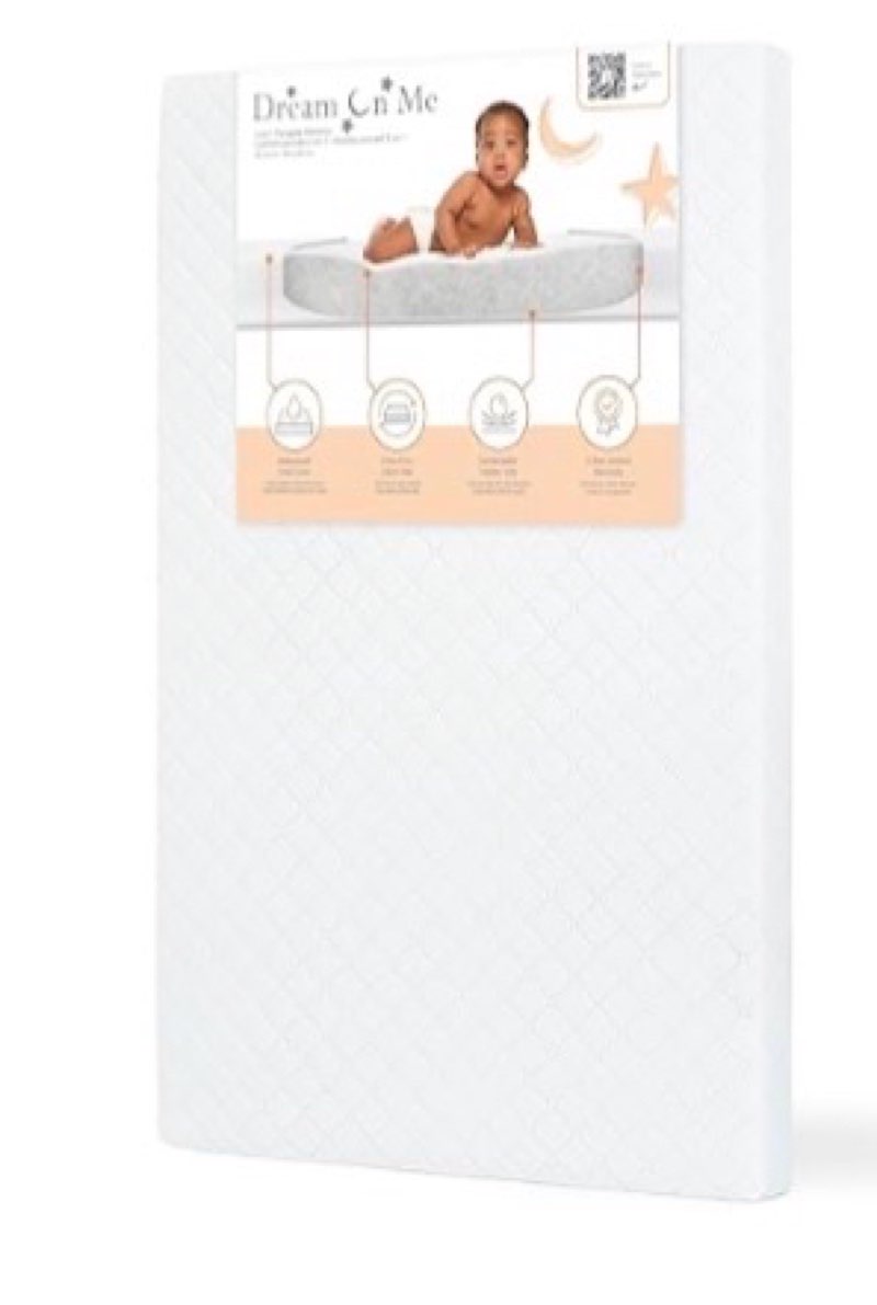Dream On Me Holly 2-in-1 Mini Crib Mattress, Dual-Sided Infant & Toddler, Waterproof Cover, GREENGUARD Gold Certified, 38” x 24” x 3”, Fits Mini & Select Portable Cribs, Not for Playards