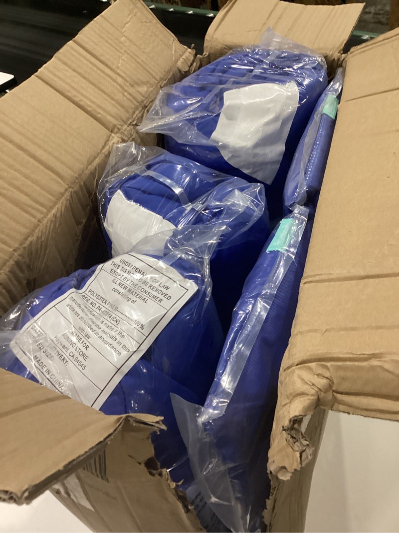 Condition photo showing New/Like New for qilloway outdoor patio wicker seat cushions group loveseat/two u-shape/two lumbar pillows for patio furniture,wicker loveseat,bench,porch,all weather, settee of 5 (blue)