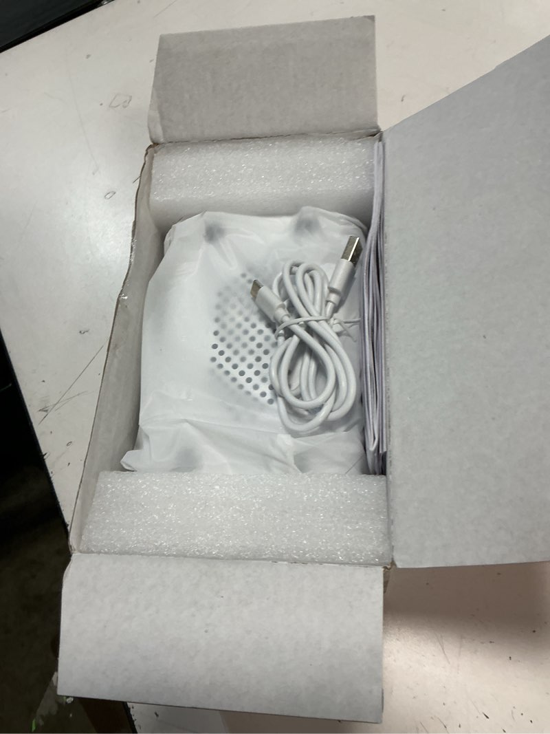 Condition photo showing New/Like New for S300 Portable Bluetooth Speaker with 15W Fast Wireless Charging, 13-Color Dimmable Night Light, White Noise, Alarm, FM Radio, 10W Stereo, BT5.3, TWS, for Home, Office, Bedroom (White)