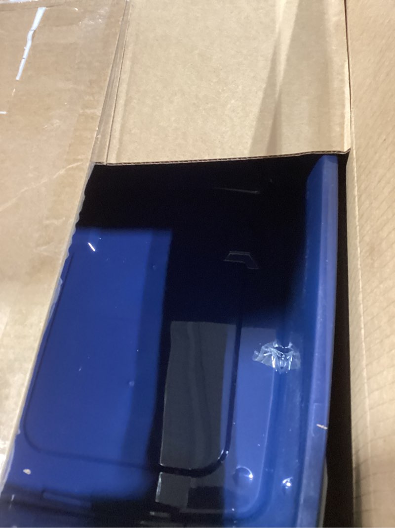 Condition photo showing As Is for iris usa cat litter box, litter box enclosure with scoop and front door flap, covered kitty litter box for privacy, portable, easy to clean, navy navy 1 count (pack of 1)