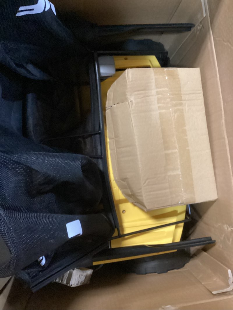 Condition photo showing Good Condition for 40v cordless brushless 15in scarifier & dethatcher (tool only), 2-in-1 lawn aerator, 12 gal bag, air boost technology, 5 adjustable depths, walk-behind for lawn care (yellow-no battery)
