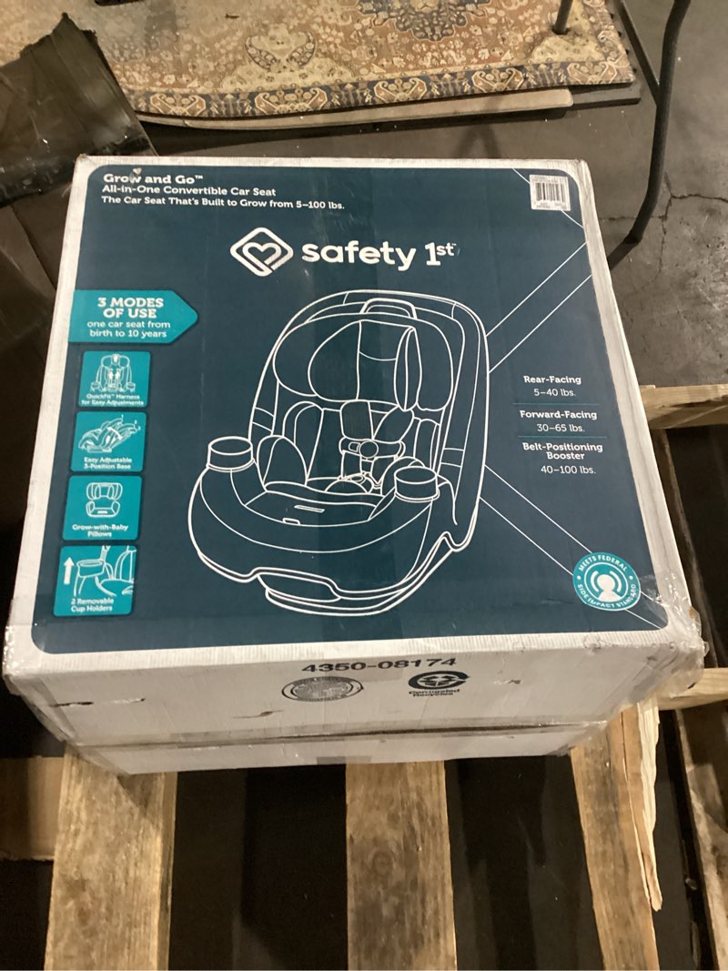 Condition photo showing New/Like New for safety 1st grow and go all-in-one slim convertible car seat, rear facing, 5-40 lbs, forward facing (30–65 lbs), high back booster seat 40-100 pounds, black phantom black phantom original