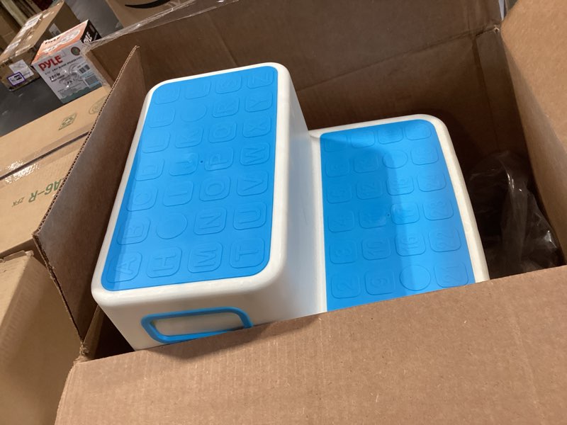 Condition photo showing Good Condition for toddler step stool for bathroom sink, 2 pack step stool for kids, plastic potty training toilet stepping stools, child and baby lightweight&no-slip two step stools for kitchen -blue blue 9 inch two step(pack of 2)