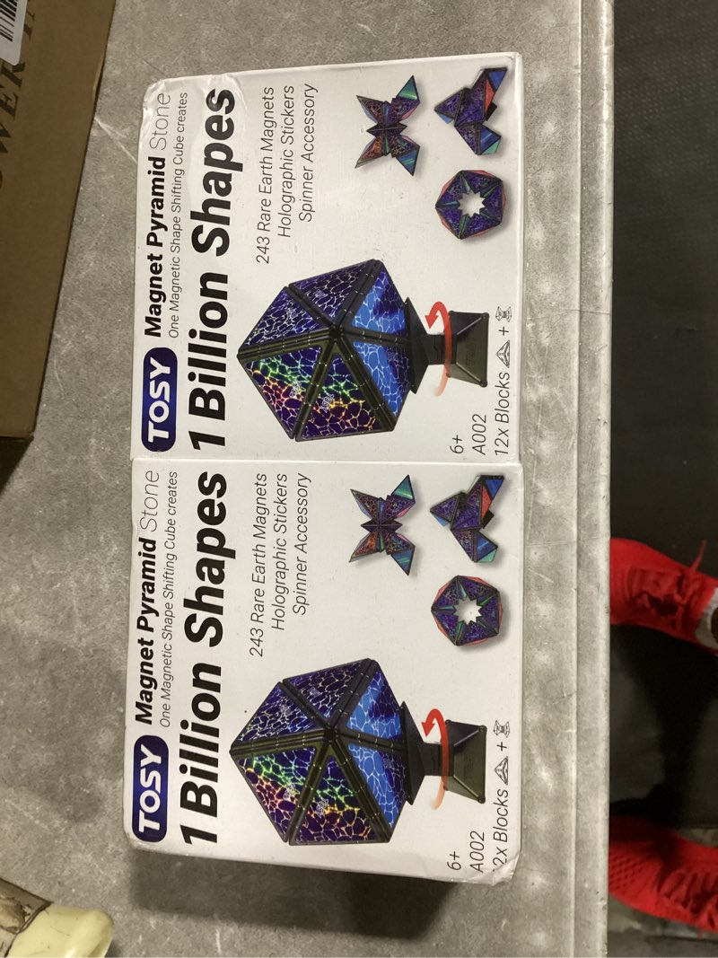 Condition photo showing New/Like New for tosy magnet pyramid stone - 1 cube transforms into 1 billion shapes (bunny, egg basket, flowers, heart…), 243 rare earth magnets, holographic design, puzzle/steam toy, easter birthday gift, 2-pack stone (set of 2)